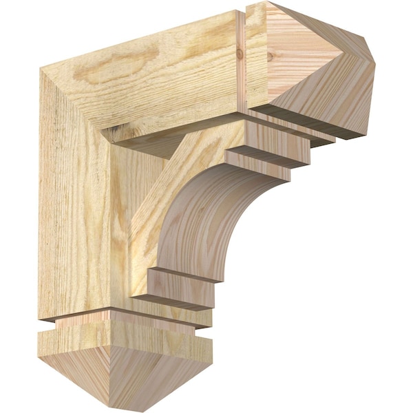 Ekena Millwork Merced Arts and Crafts Rough Sawn Bracket w/ Offset Brace, Douglas Fir, 6"W x 14"D x 14"H BKT0604X14X14MRC03RDF - main